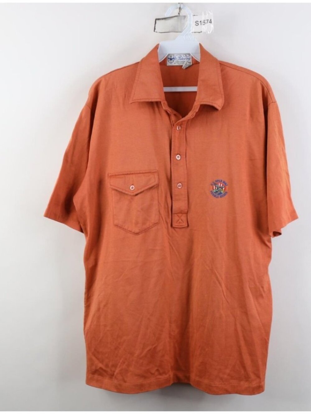 Vtg 80s Mens Large 1982 US Open Pebble Beach Knit Collared Golf Polo Shirt USA